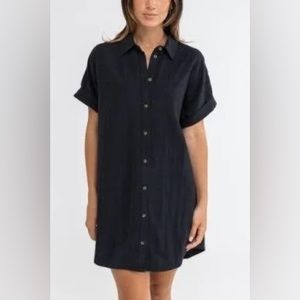 Rhythm - Classic Linen Shirt Dress - Black